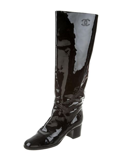 patent leather chanel|chanel patent leather boots.